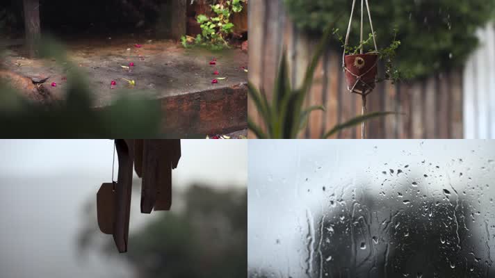 雨水、雨、水滴、下雨、水花、窗外、休闲意