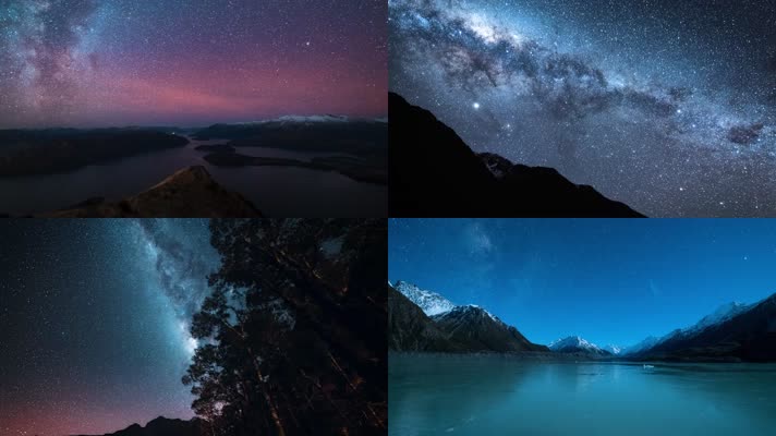 唯美星空夜景银河探索自然旅游宣传多镜填写