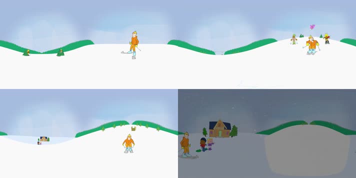 N0167-4K搞笑滑雪动画全景视频