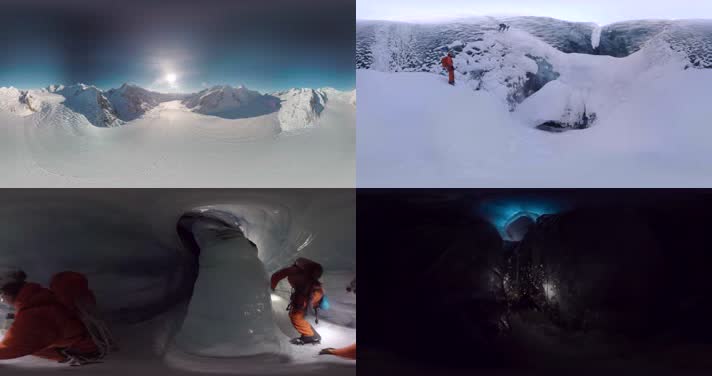 N0519-4K雪山溶洞攀岩全景视频