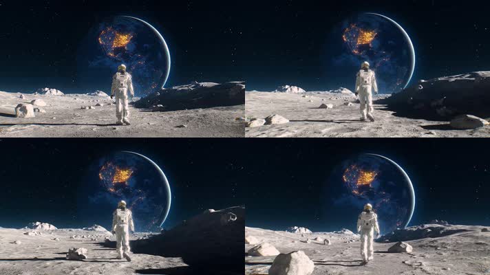 【4K】宇航员月球漫步