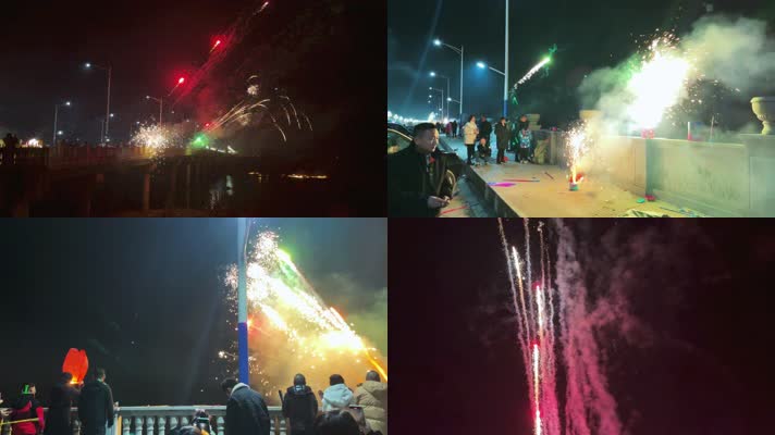 麻城四桥放烟花4K实拍