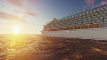 4k轮船乘风破浪走向成功海上日出
