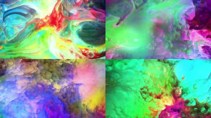 五彩水墨颜料流动背景