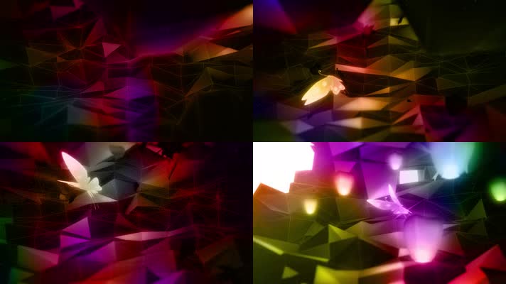 4K粒子梦幻蝴蝶飞舞背景舞台背景