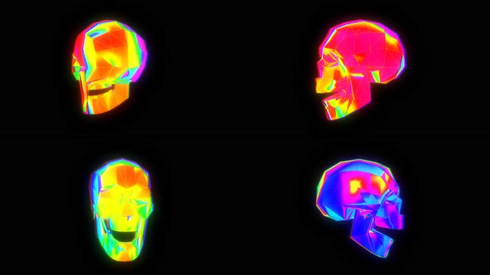 霓虹骷髅头掉落VJ背景舞台背景