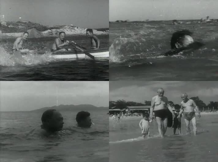 50年代的中国划船游泳影像视频