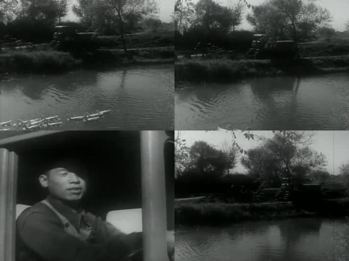 50年代的中国开拖拉机的青年影像视频