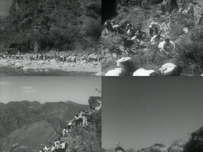 50年代的中国青年爬山郊游影像视频