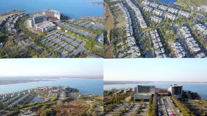 涵田度假村酒店建筑群航拍视频素材