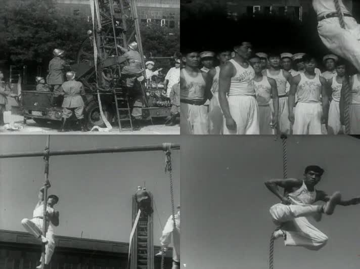 50年代的中国消防员训练影像视频