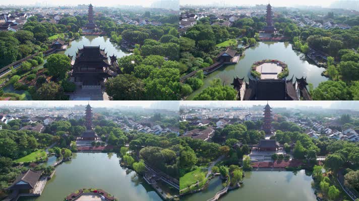 江南水乡苏州北寺塔航拍