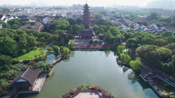 江南水乡苏州北寺塔航拍 江南水乡苏州北寺塔航拍