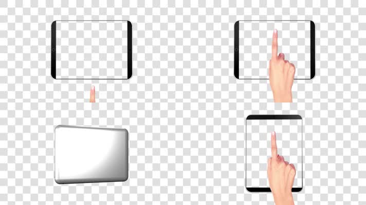 女性手势在平板电脑上滑动-alpha通道