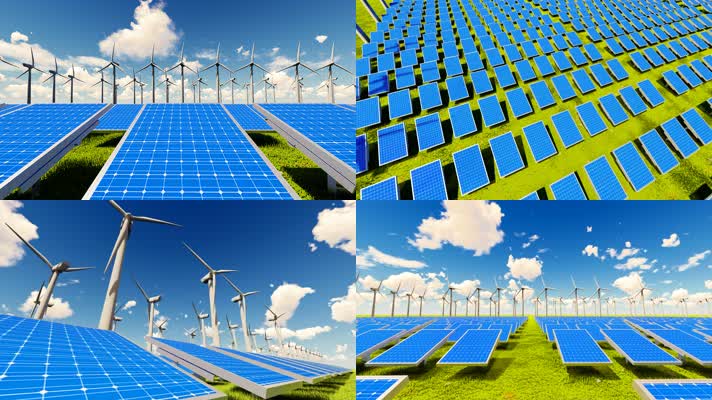 4K 绿色新能源太阳能面板发电厂
