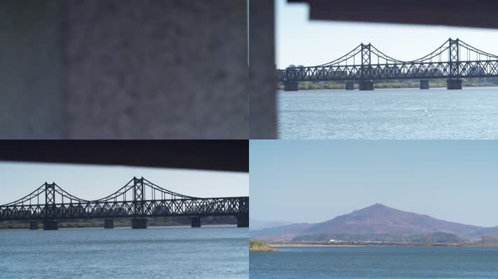 鸭绿江大桥和对面的朝鲜