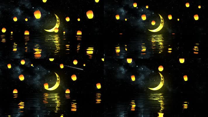 海上明月升孔明灯舞台背景