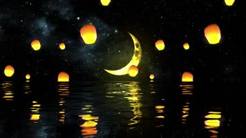 海上明月升孔明灯舞台背景