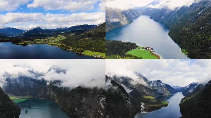 4K航拍阿尔卑斯山国王湖