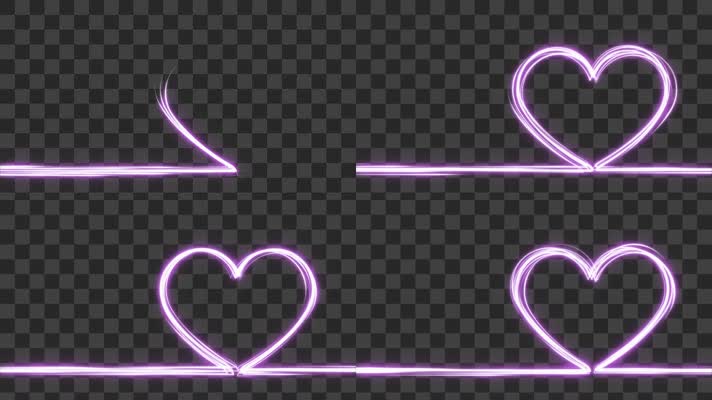 粉色粒子线条心形-alpha通道