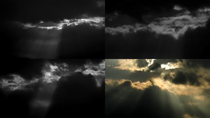 阳光穿过乌云4k素材