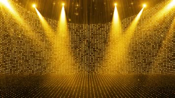 【原创4k】金色粒子聚光灯照耀闪烁舞台背