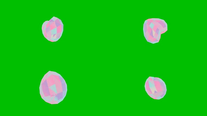 绿幕视频素材爱心钻石