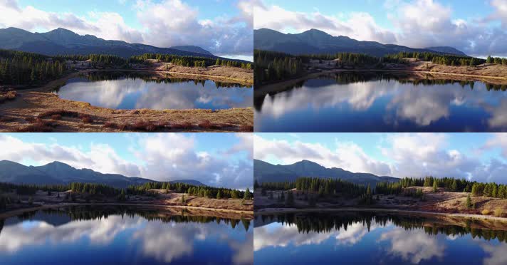 [4k]超高清湖泊森林天空实景拍摄 
