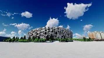 4K 北京鸟巢体育馆三维动画航拍素材