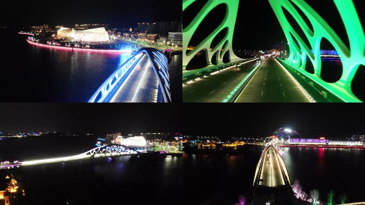 青岛黄岛珊瑚贝桥夜景