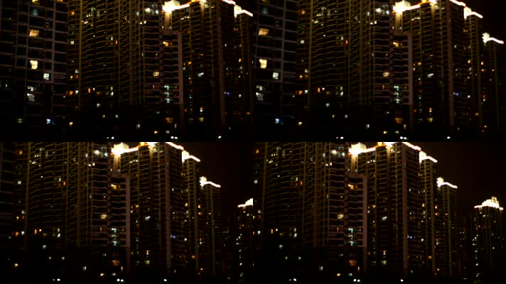 城市高层居民楼夜景外观