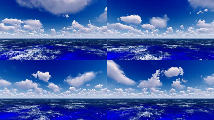 4K 清澈大海蓝天白云