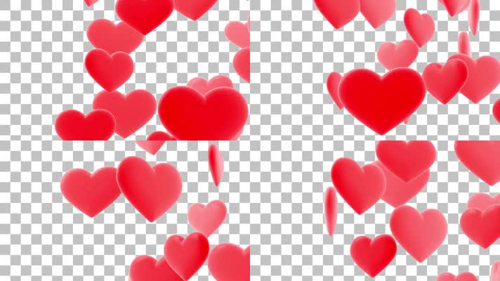 红色心形上升-alpha通道