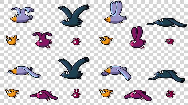 卡通小鸟飞行5组-alpha通道