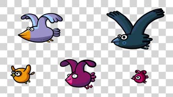 卡通小鸟飞行5组-alpha通道