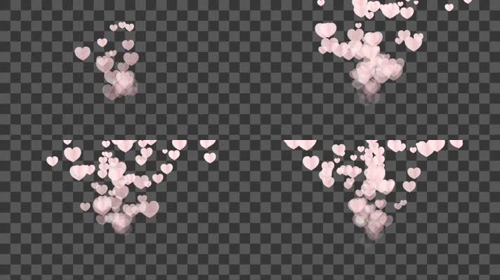 4K爱情心形上升-alpha通道