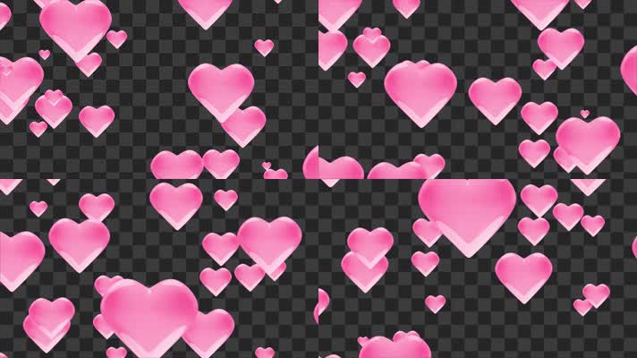 4K粉色心形上升-alpha通道