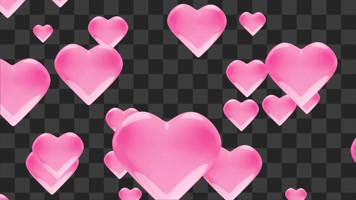 4K粉色心形上升-alpha通道