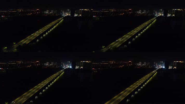4K航拍厦门集美区杏林湾大桥夜景