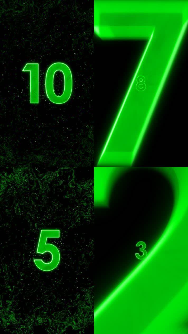 竖版绿色立体10秒描边倒计时
