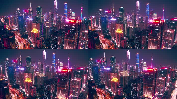 4k震撼航拍广州CBD城市繁华夜景3