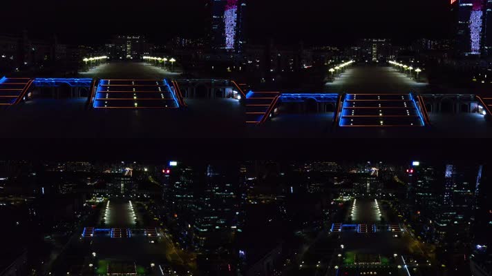 航拍厦门集美区市民广场夜景