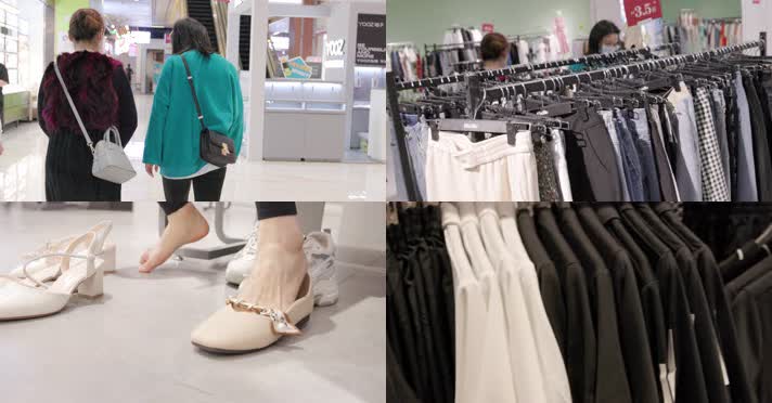换季折扣大促年轻时尚购物逛商场买衣服鞋子