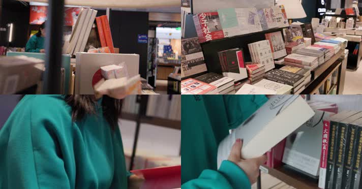 现代文艺书店看书翻页慢生活年轻人小资唯美