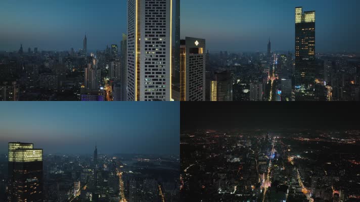 南京傍晚日落后夜景空镜-2
