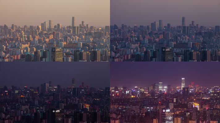 北京大气城市入夜延时摄影