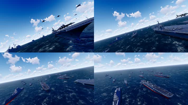 4k 航母编队战斗群海上演习