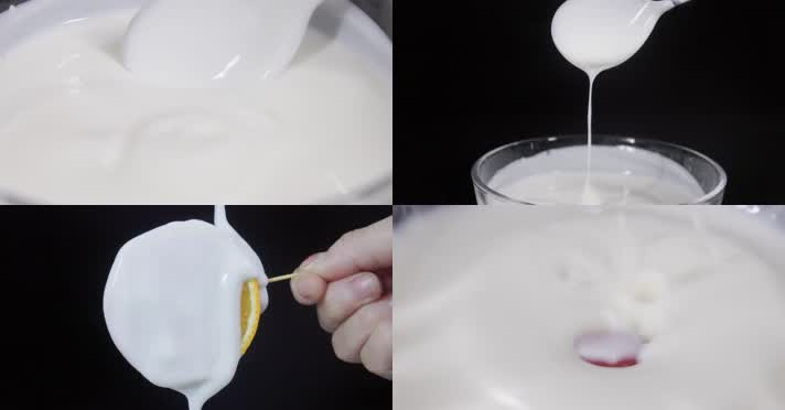 唯美液态丝滑酸奶健康诱人醇香水果 4k