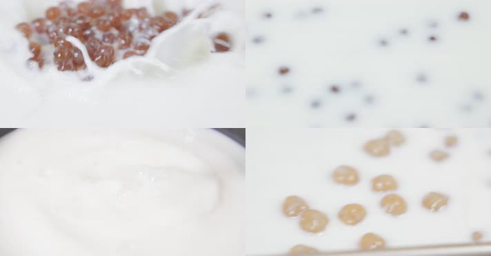 珍珠芋圆撞奶甜品纯牛奶茶健康诱人醇香4k