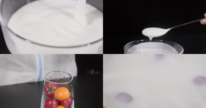唯美液态丝滑酸奶健康诱人醇香水果 4k 